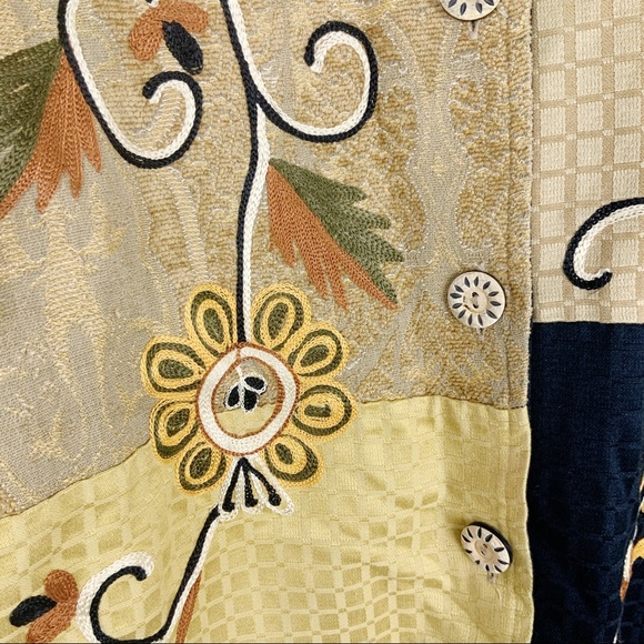 Vintage Indigo Moon boho sunflower patchwork jacket floral retro bohemian - Picture 3 of 12